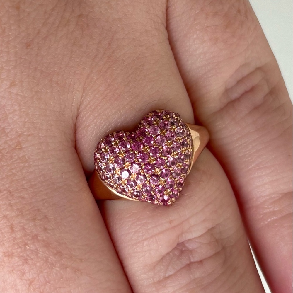Shane Co Ombre Pink Sapphire Heart Ring. Size 7.5